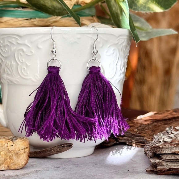 5 For $25💫Purple Hippie Gypsy Tassels Earrings Dangles - Picture 1 of 5